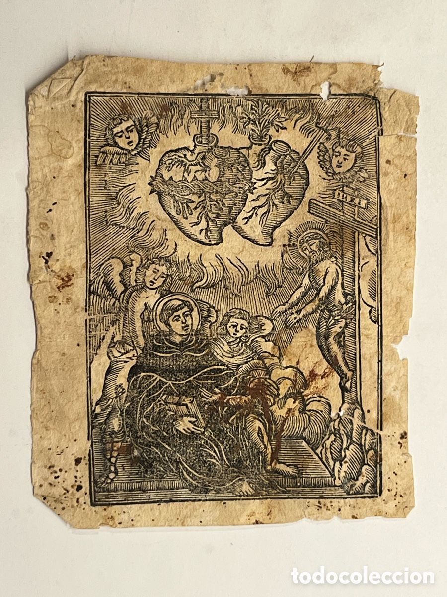 Arte: SAGRADOS CORAZONES DE JES&Uacute;S Y MAR&Iacute;A.. SAN FRANCISCO DE AS&Iacute;S.. Recibiendo una visi&oacute;n.. (Siglo XVIII?)