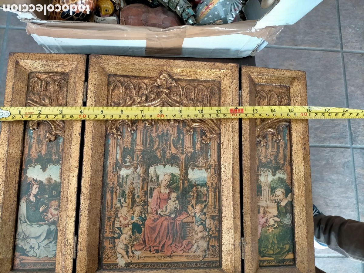 Arte: TR&Iacute;PTICO RETABLO RELIGIOSO EN MADERA JJ - Foto 3
