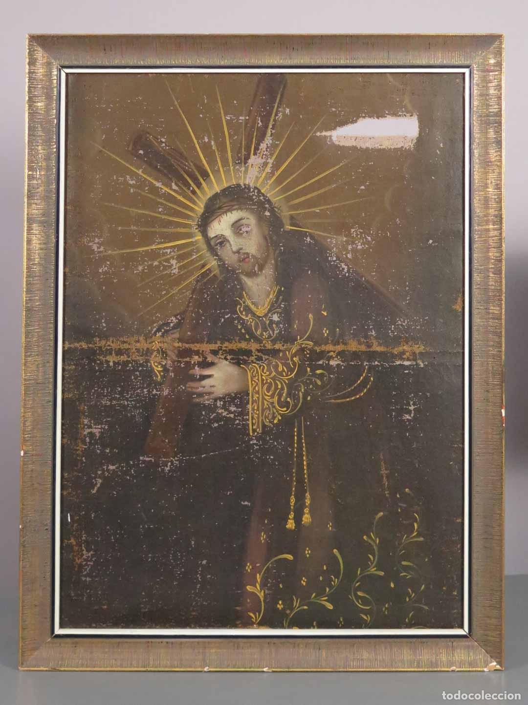 Arte: CRISTO CON LA CRUZ A CUESTAS. OLEO S/ LIENZO. HACIA 1800. ESCUELA ESPA&Ntilde;OLA