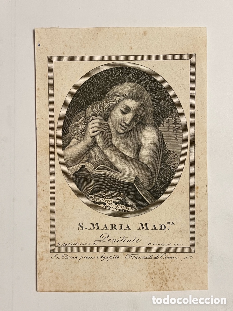 Arte: SANTA MAR&Iacute;A MAGDALENA. Grabado litogr&aacute;fico F. Fontana.. Roma (Fin Siglo XIX)