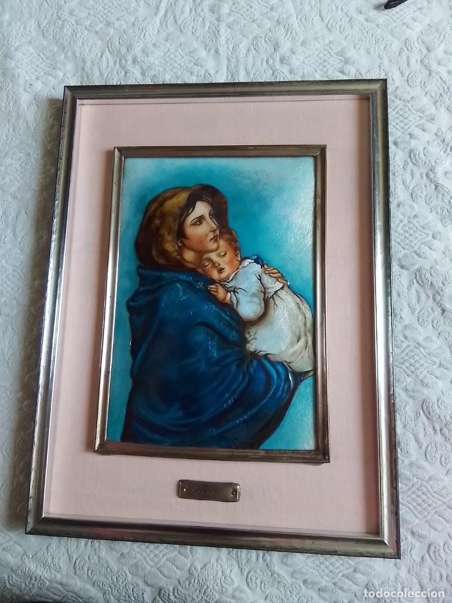 Arte: Cuadro esmalte al fuego Virgen de Zerrutti