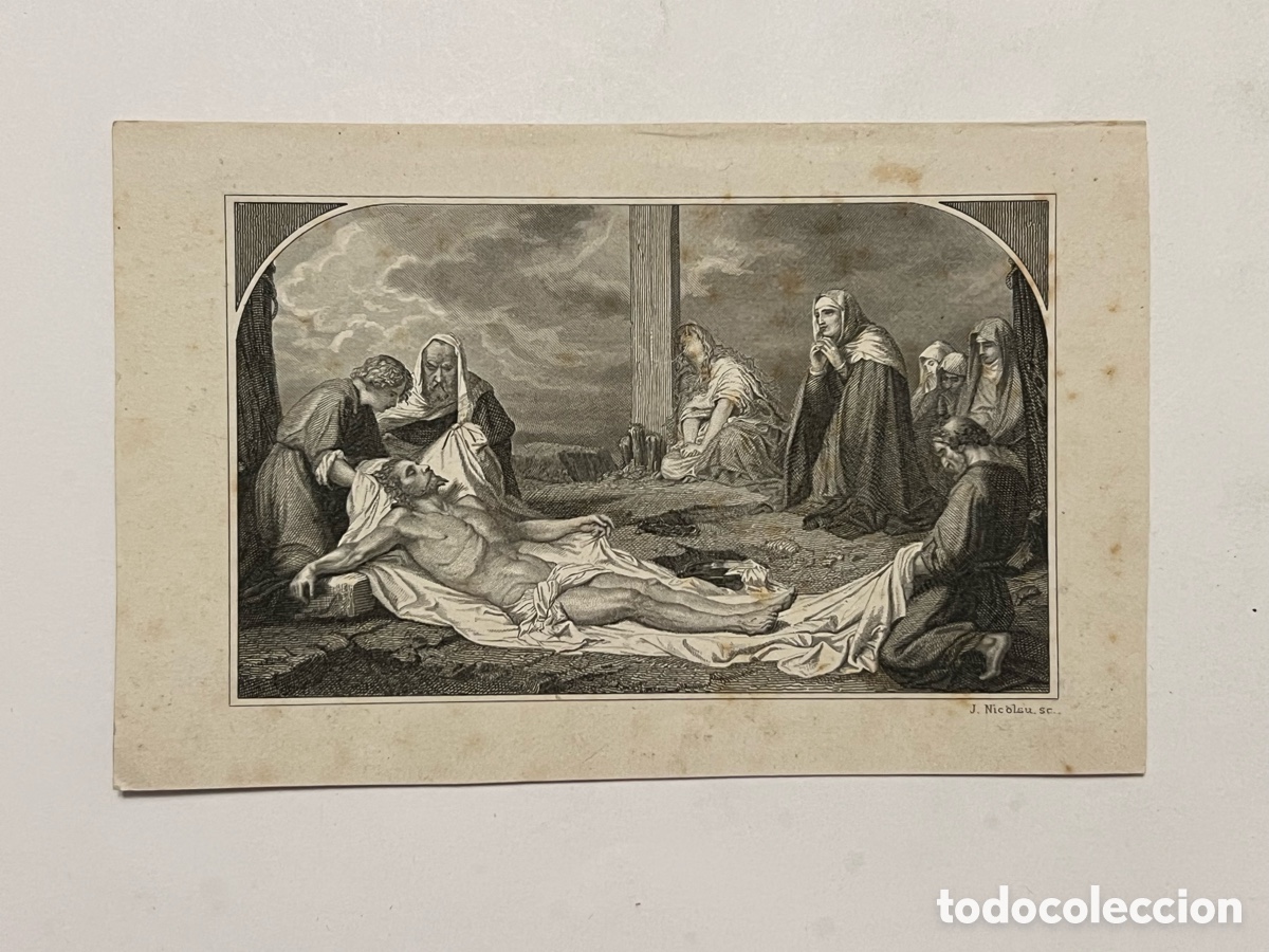 Arte: ENTIERRO DE JESUS . Grabado litogr&aacute;fico.. J. Nicolau, s.c. Valencia (fin Siglo XIX) Med&iacute;das: 13 x 8