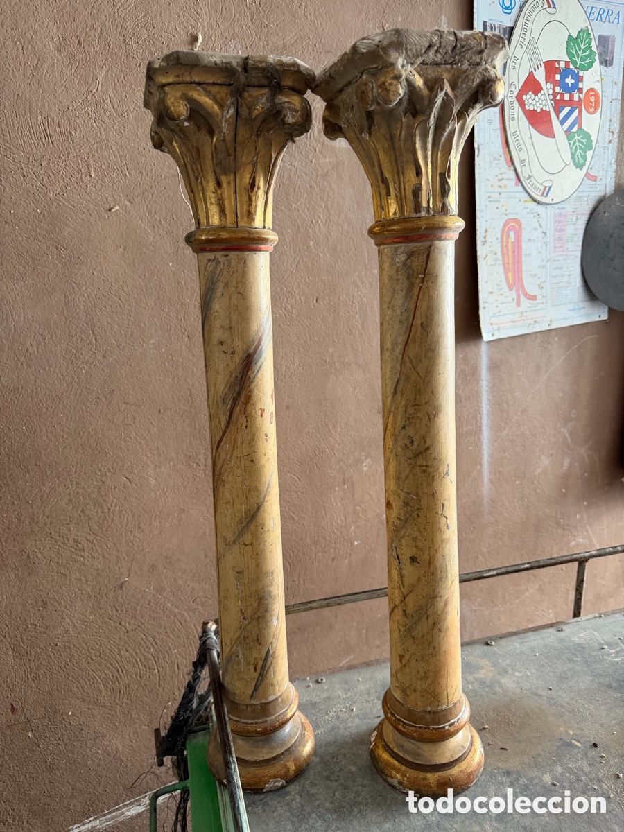 Arte: PAREJA DE COLUMNAS BARROCAS SIGLO XVII 64 CM. X 12 CM. X 11 CM.