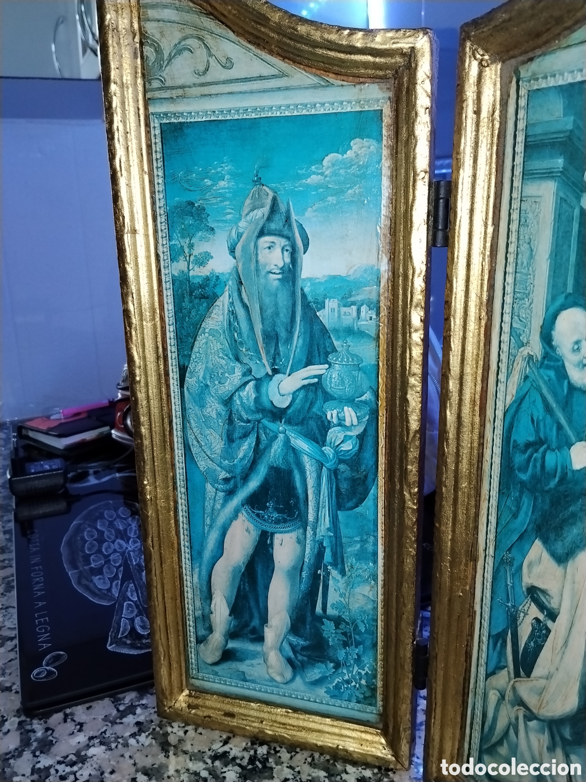 Arte: Tr&iacute;ptico antiguo religioso - Foto 3