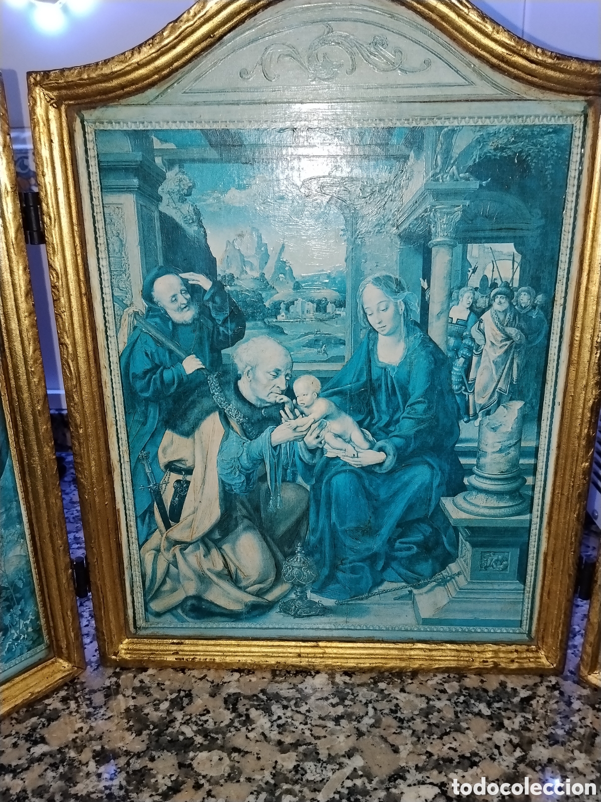 Arte: Tr&iacute;ptico antiguo religioso - Foto 4