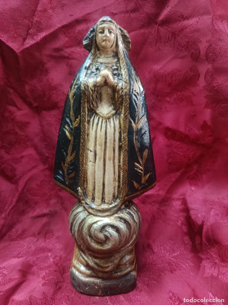 Arte: Escultura antigua Virgen Dolorosa,de barro.Siglo XVIII-XIX cocido.