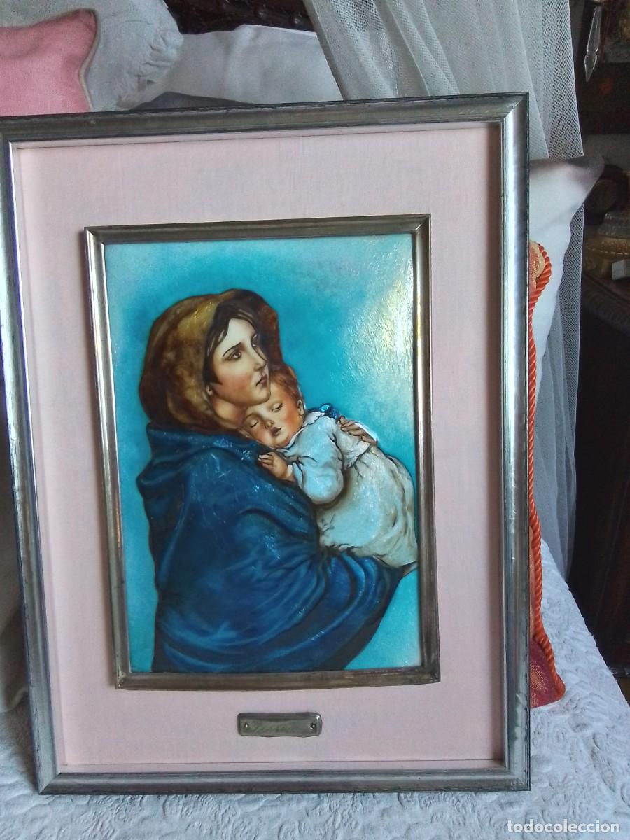 Arte: Cuadro esmalte al fuego Virgen de Zerrutti