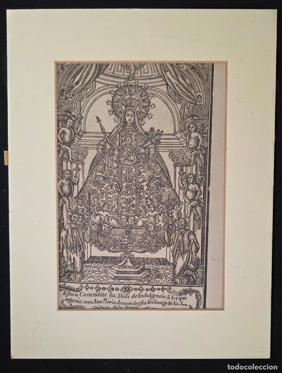 Arte: Grabado religioso antiguo Virgen de la Merced 34 &times; 26 cm