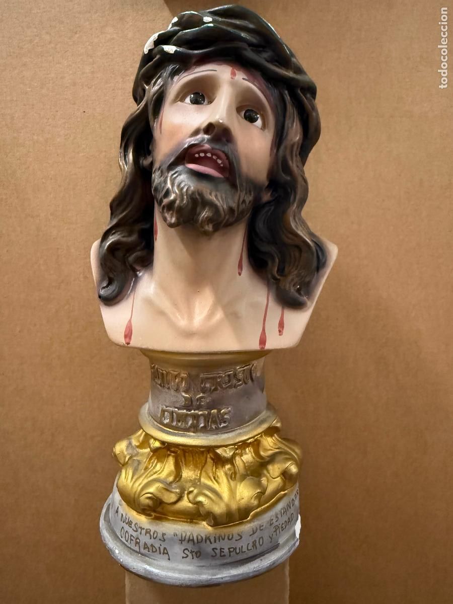 Arte: Precioso SANTO CRISTO DE LIMPIAS. En estuco. Ojos de cristal. 24cms