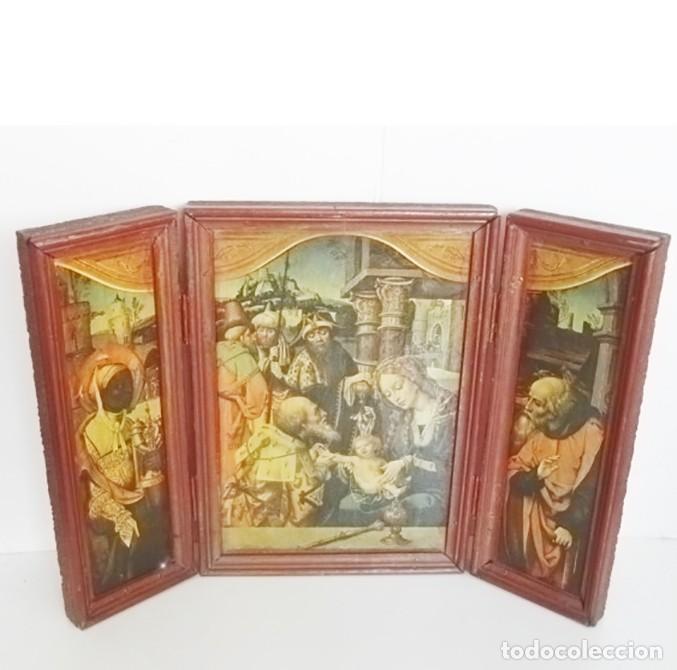 Arte: TR&Iacute;PTICO ADORACI&Oacute;N DE LOS REYES MAGOS AL NI&Ntilde;O JES&Uacute;S - SOBRE MADERA ARTE RELIGI&Oacute;N CRISTIANA &iquest;A&Ntilde;OS 60?