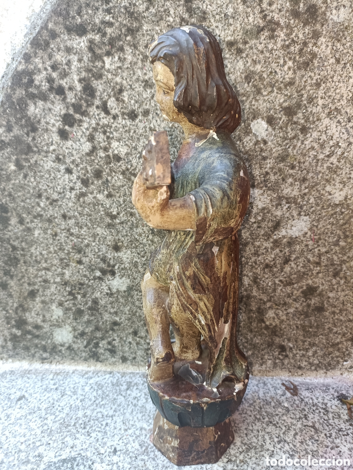 Arte: &Aacute;ngel policromado, querub&iacute;n. - Foto 3