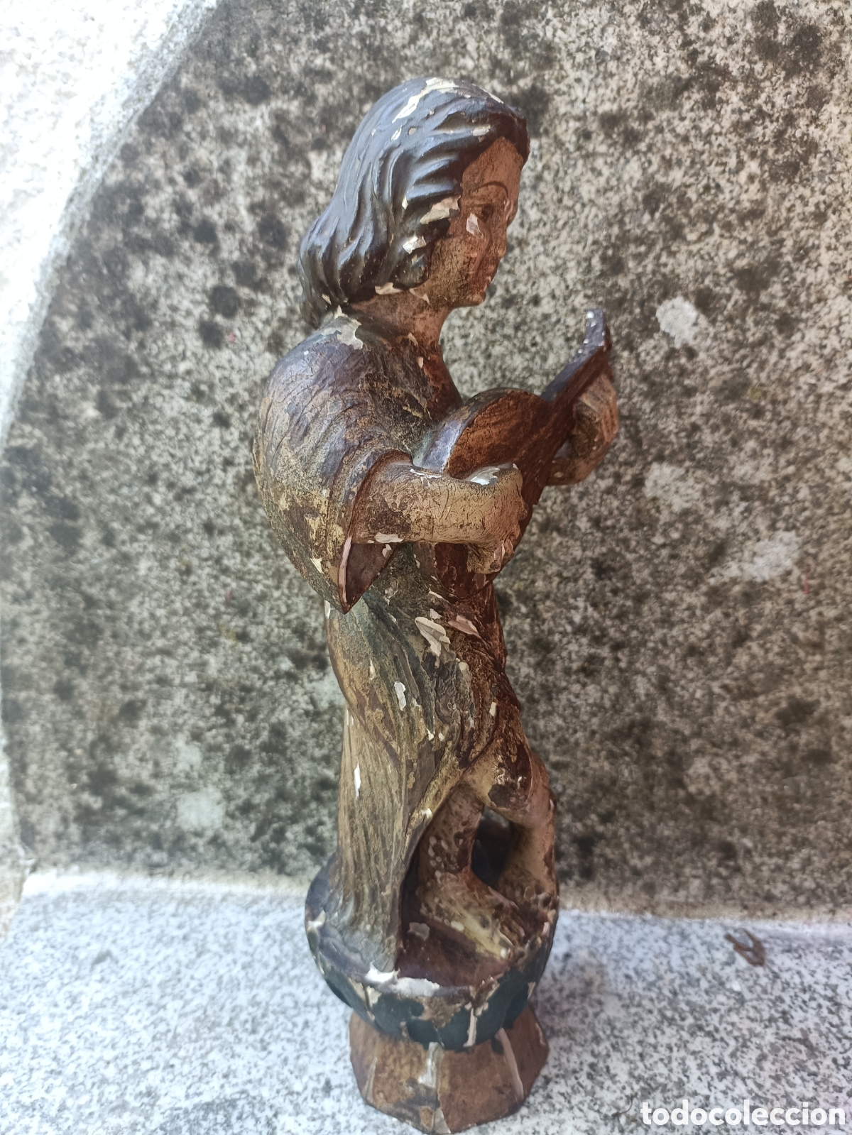 Arte: &Aacute;ngel policromado, querub&iacute;n. - Foto 4