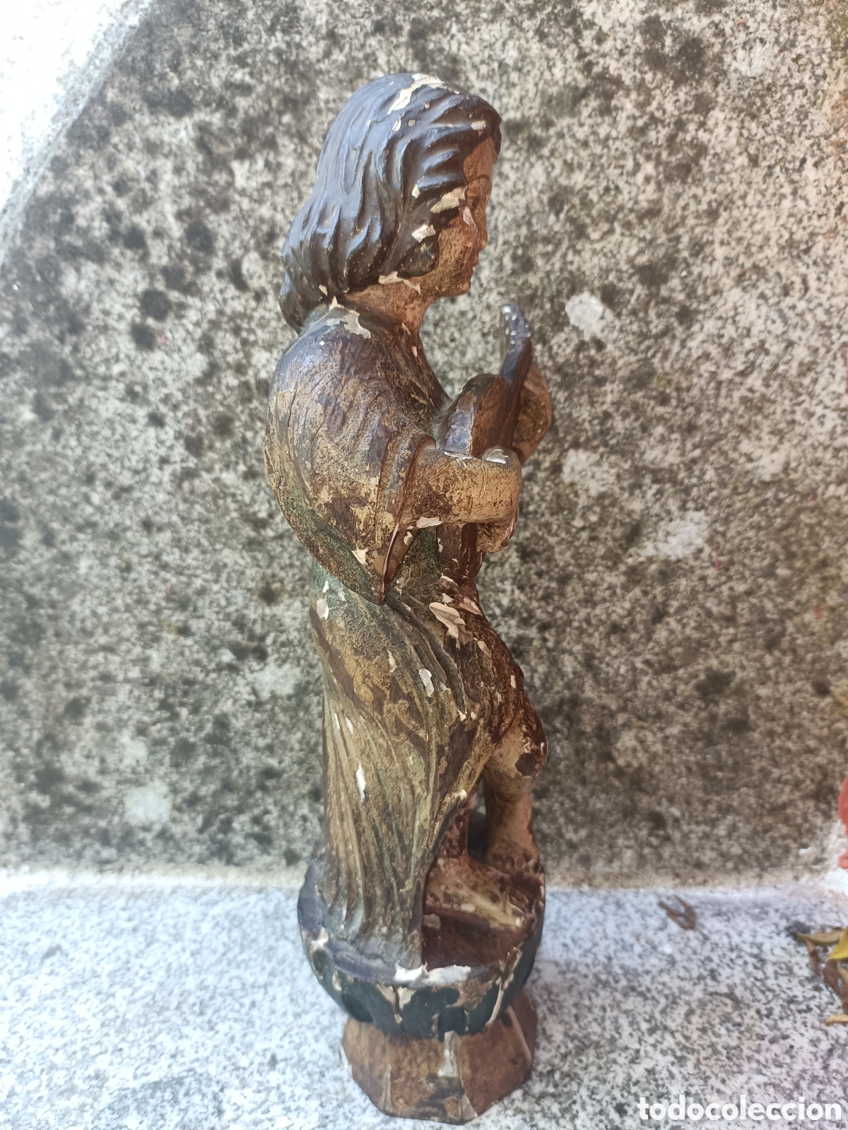 Arte: &Aacute;ngel policromado, querub&iacute;n. - Foto 5