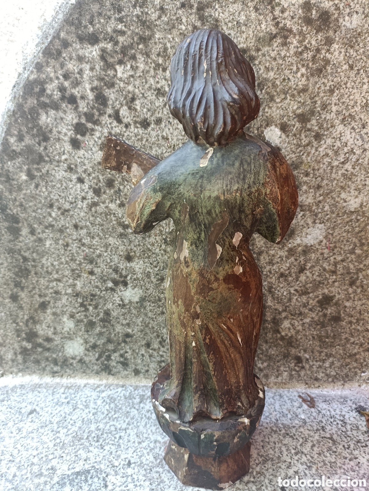 Arte: &Aacute;ngel policromado, querub&iacute;n. - Foto 9