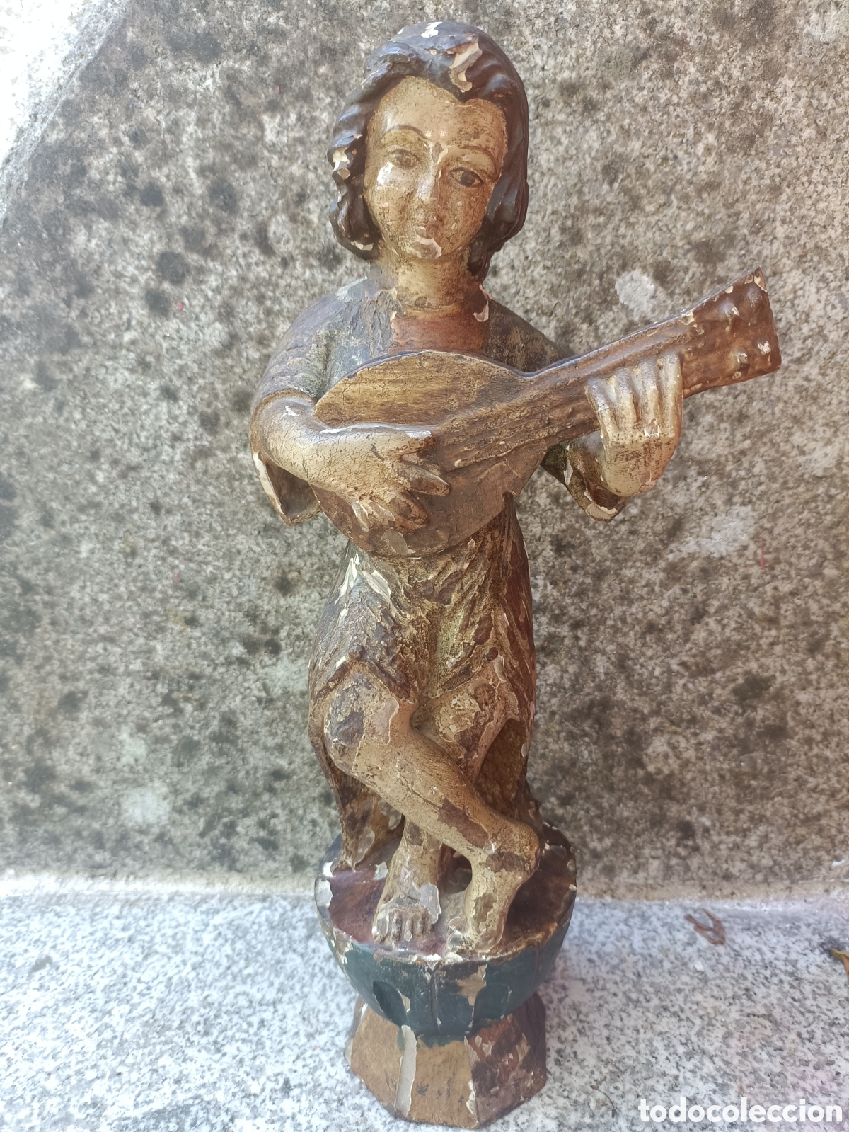 Arte: &Aacute;ngel policromado, querub&iacute;n. - Foto 10