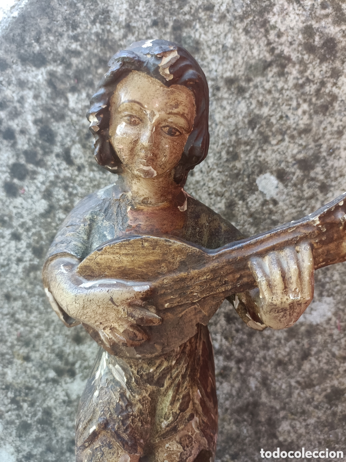 Arte: &Aacute;ngel policromado, querub&iacute;n. - Foto 11