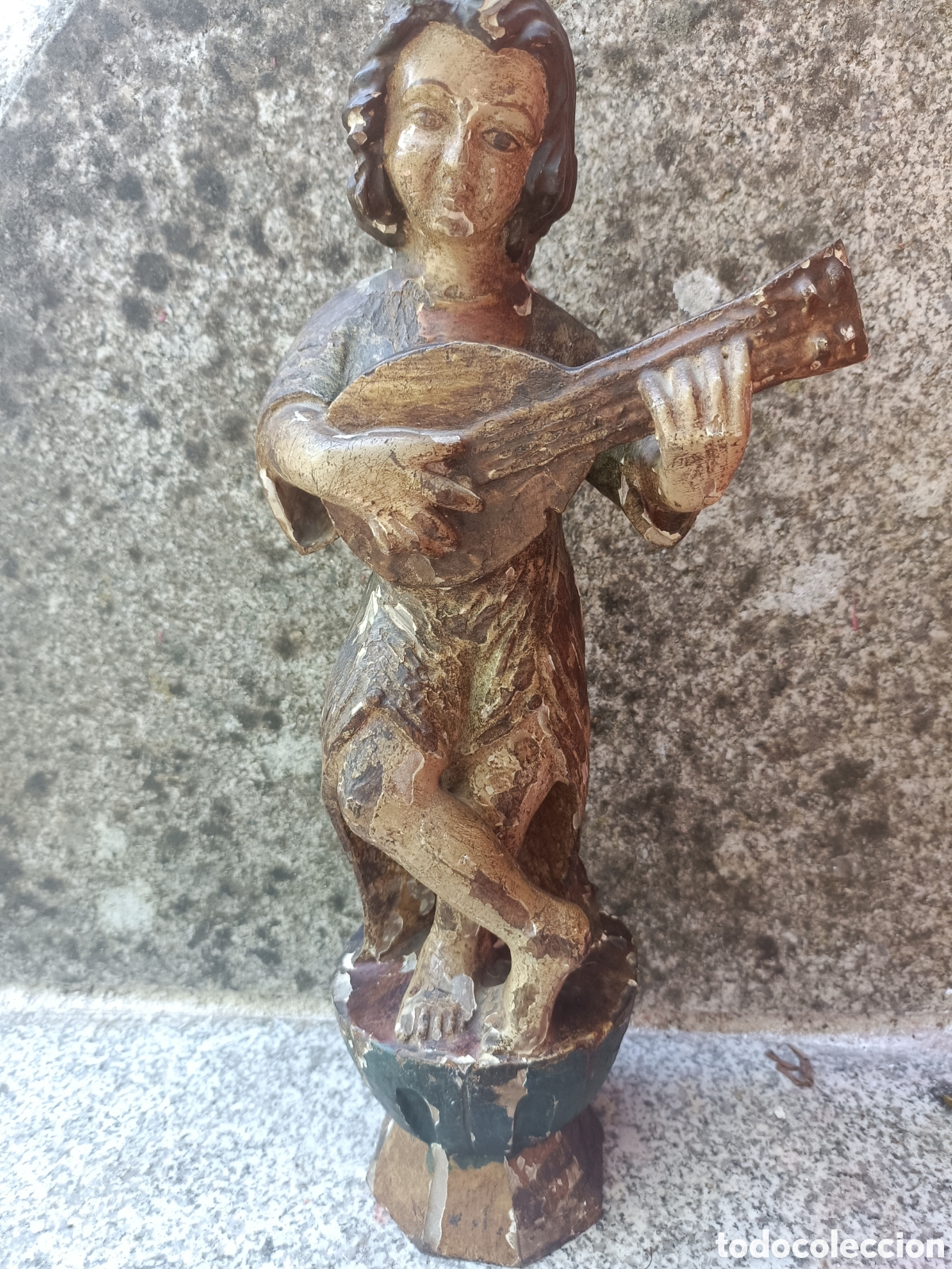 Arte: &Aacute;ngel policromado, querub&iacute;n. - Foto 1