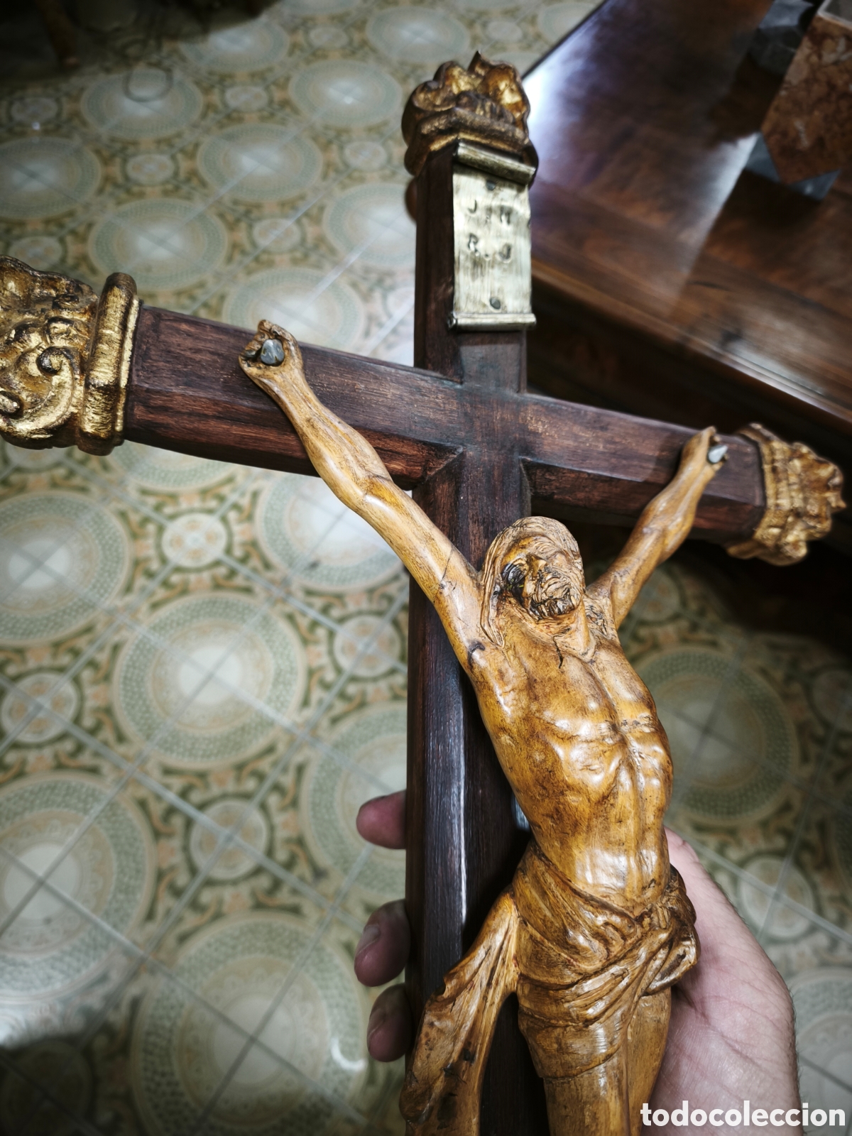 Arte: Crucificado en madera ffs XIX - Foto 2