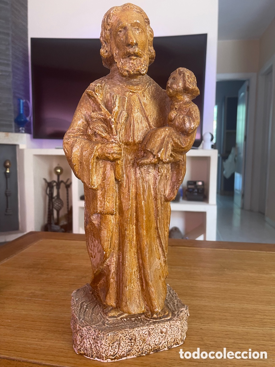 Arte: Antigua Escultura San Jos&eacute; con Ni&ntilde;o 3 kg a&ntilde;o 1929