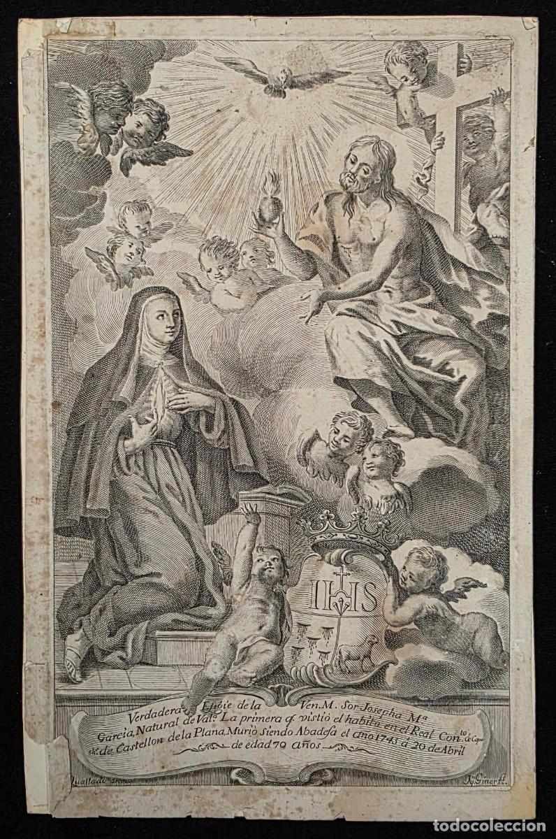 Arte: Grabado Religioso Antiguo de Sor Josepha Mar&iacute;a Garc&iacute;a (Castell&oacute;n de la Plana) &ndash; Estampa Devocional