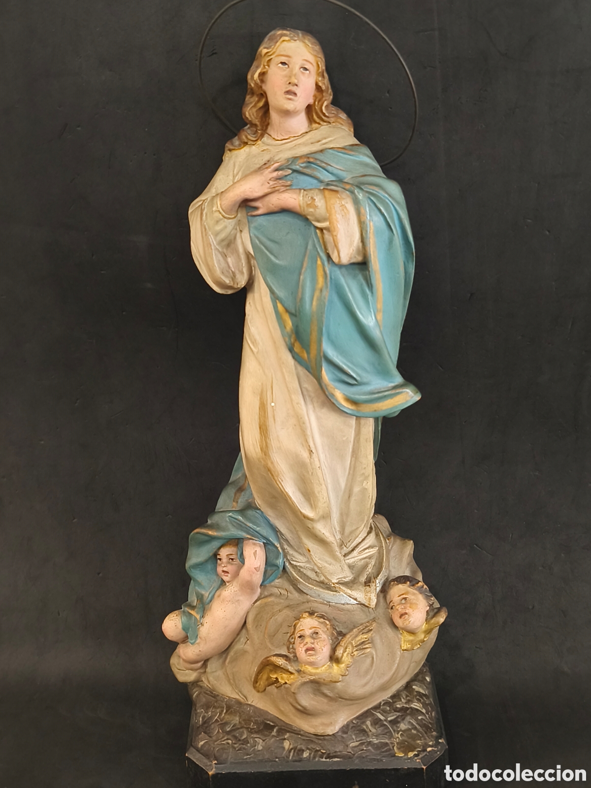 Arte: Preciosa Escultura virgen Inmaculada OLOT 40CM
