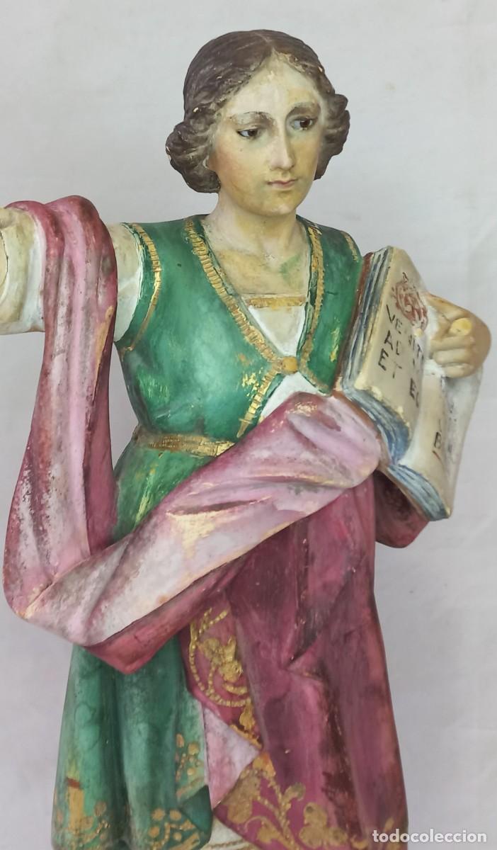 Arte: ANTIGUA IMAGEN SAN PANCRACIO , EN ESTUCO POLICROMADO CON OJOS DE CRISTAL DE OLOT