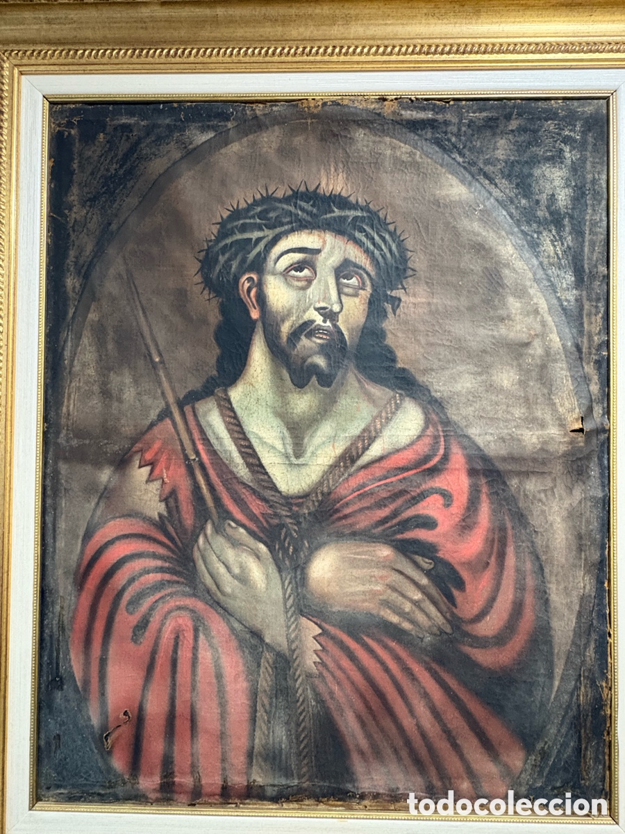 Arte: Cuadro Ecce Homo &Oacute;leo Lienzo S.XVII /XIX