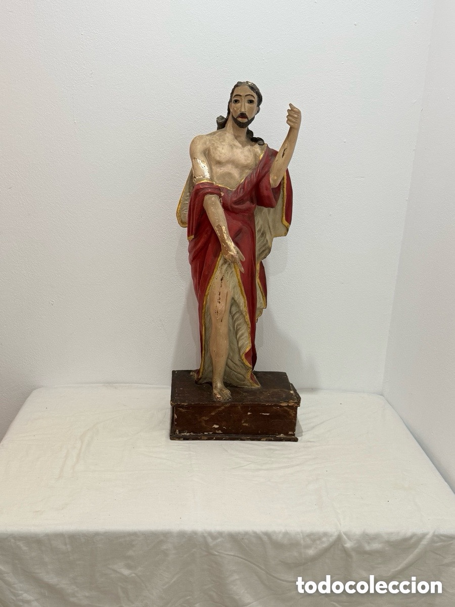 Arte: Escultura religiosa Cristo Resucitado siglo XVIII /XIX madera tallada y policromada antigua 90 cm