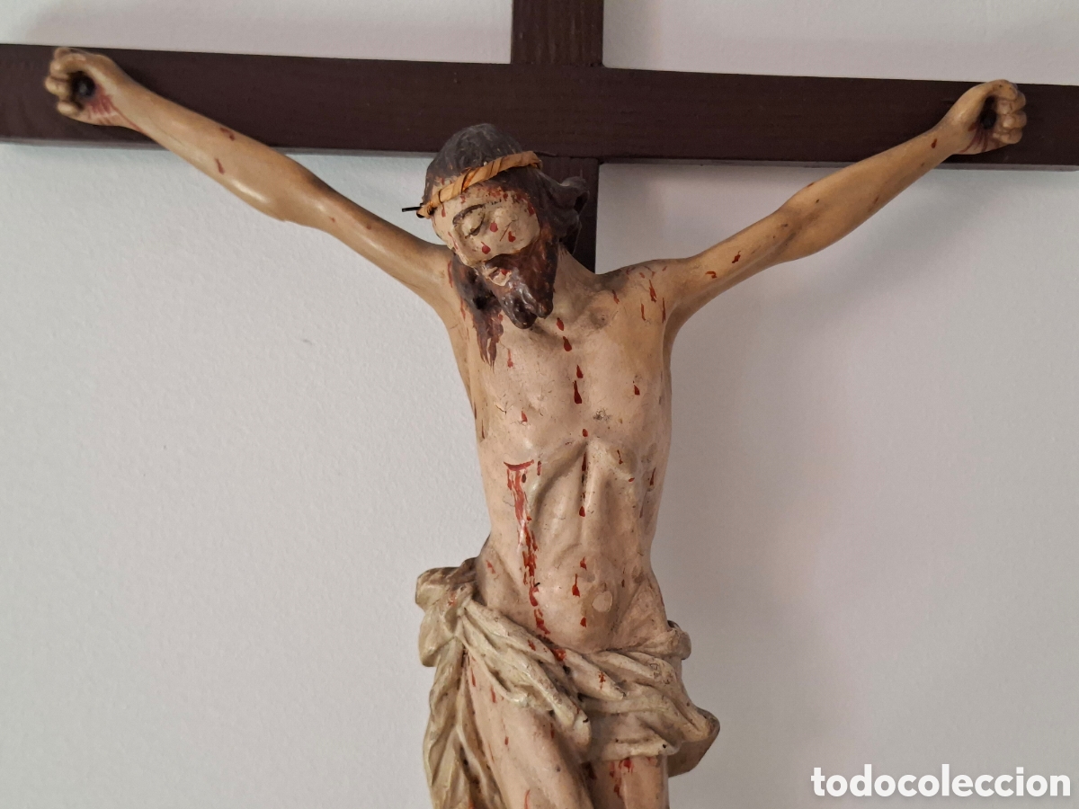 Arte: Crucifijo cristo madera policromada