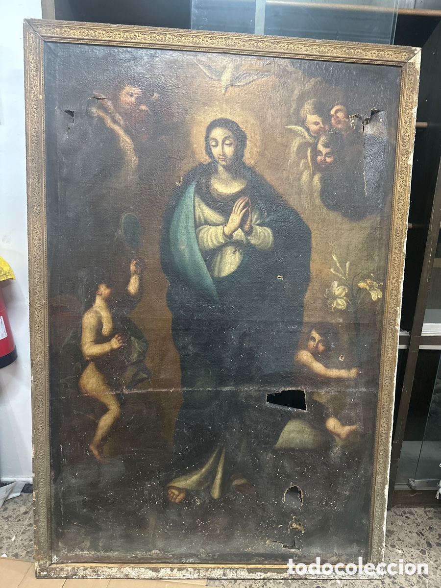 Arte: OLEO SOBRE LIENZO SIGLO XVIII. VIRGEN INMACULADA
