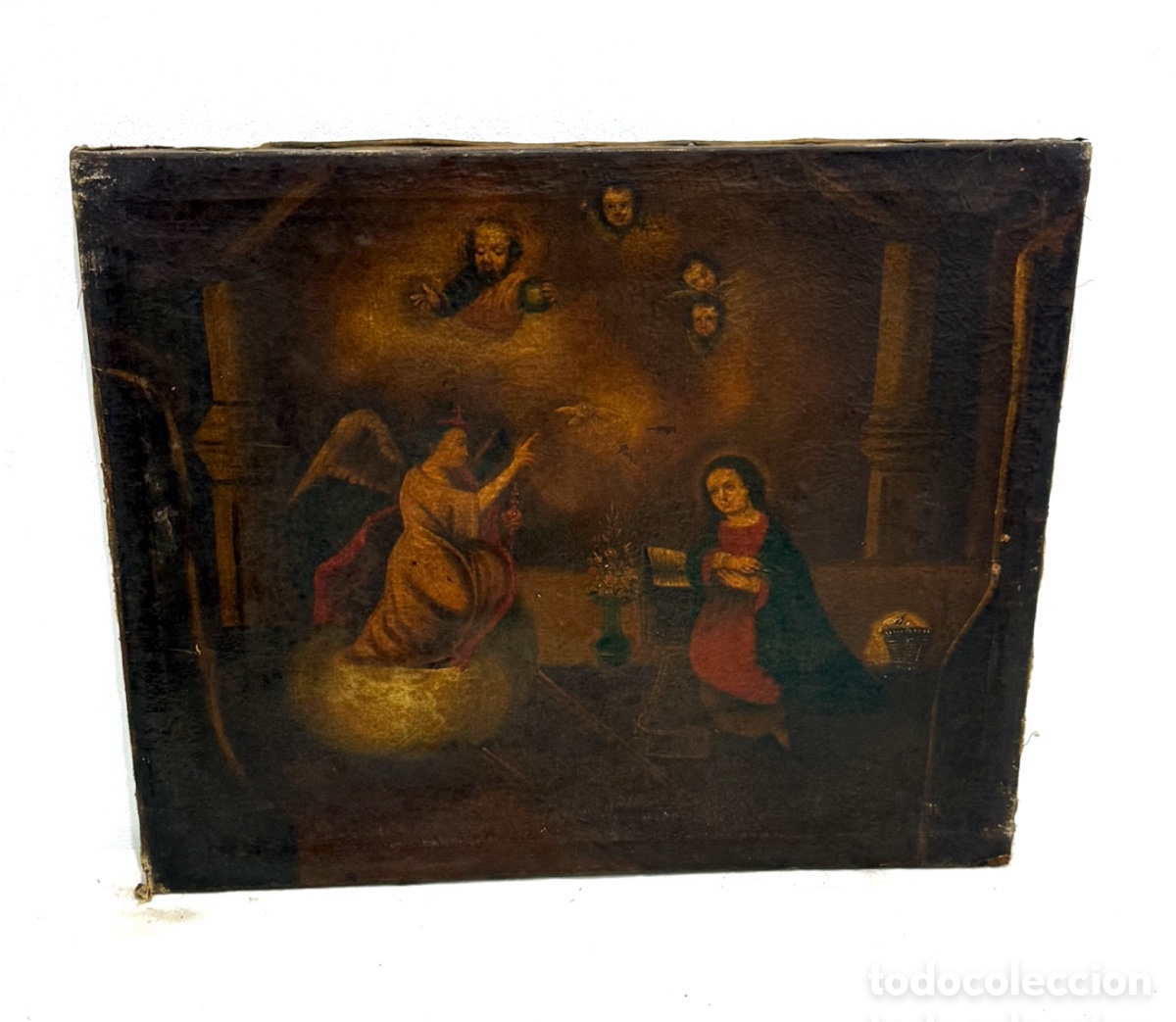Arte: Anunciaci&oacute;n. &Oacute;leo sobre lienzo. Escuela espa&ntilde;ola. Barroco. Siglo XVII-XVIII