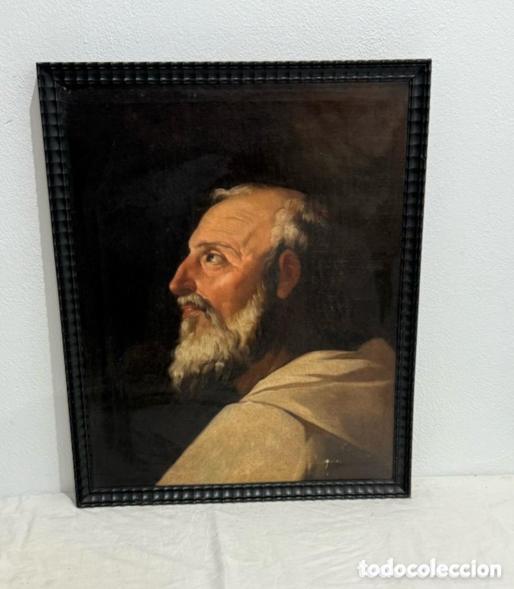 Arte: RETRATO DE SANTO MONACAL ESCUELA ESPA&Ntilde;OLA BARROCA SIGLO XVIII-XIX &Oacute;LEO SOBRE LIENZO OBRA A ESTUDIAR