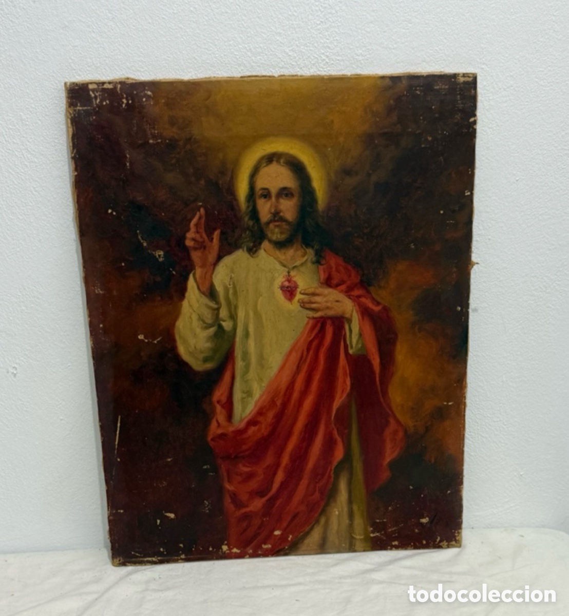 Arte: FAUST MORELL I BELLET (1851-1928) &laquo;Sagrado Coraz&oacute;n&raquo; 1923 &Oacute;leo sobre lienzo firmado