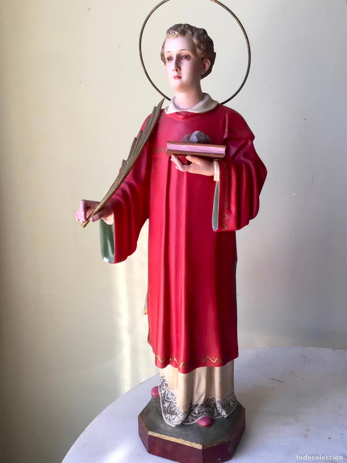 Arte: IMPRESIONANTE Y RARA FIGURA DE OLOT ,SAN ESTEBAN CON LAS PIEDRAS DEL MARTIRIO - SELLADA