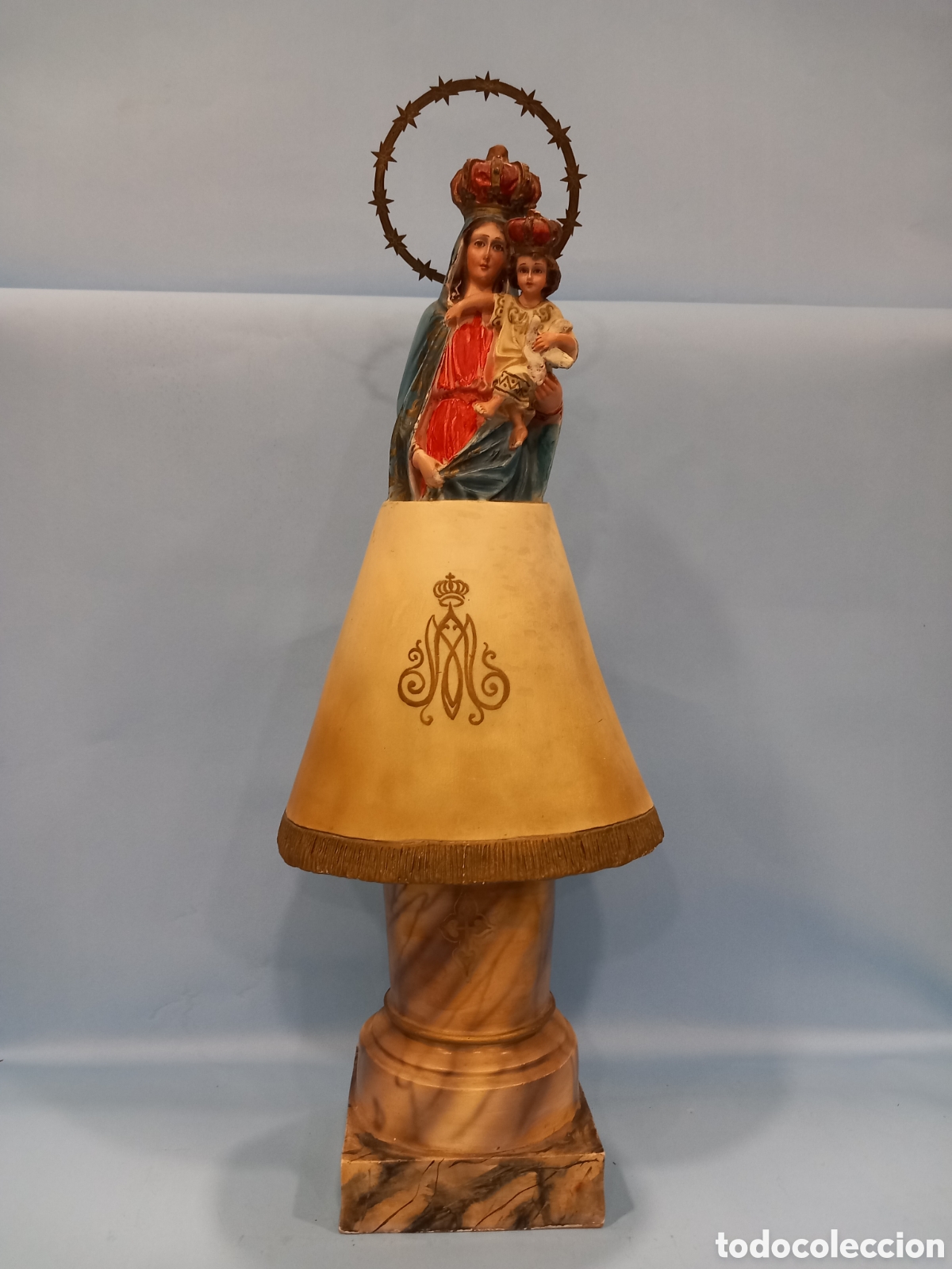 Arte: Virgen del Pilar estilo Olot 58cm
