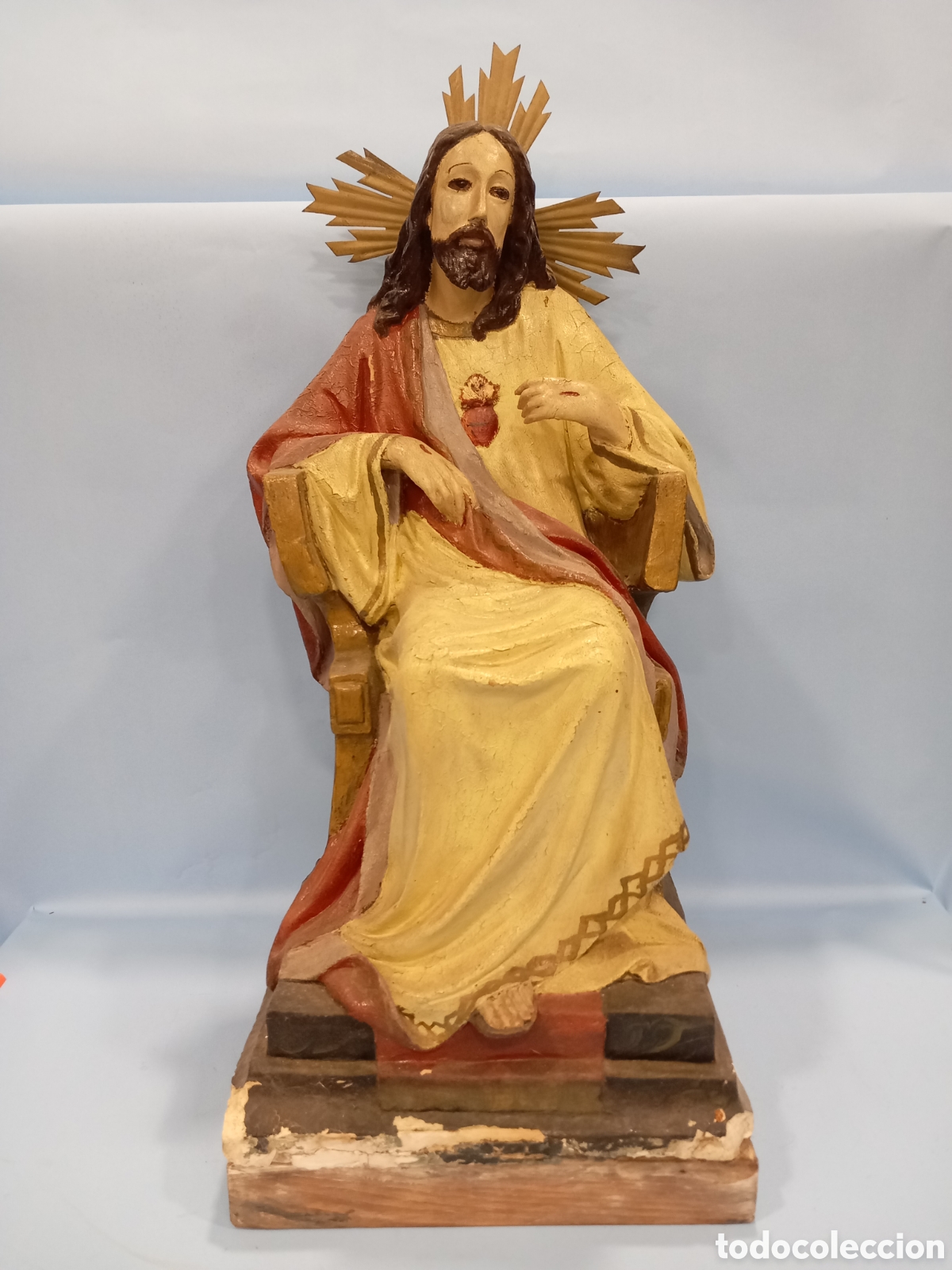 Arte: Sagrado Coraz&oacute;n de Jes&uacute;s - 59cm estilo Olot