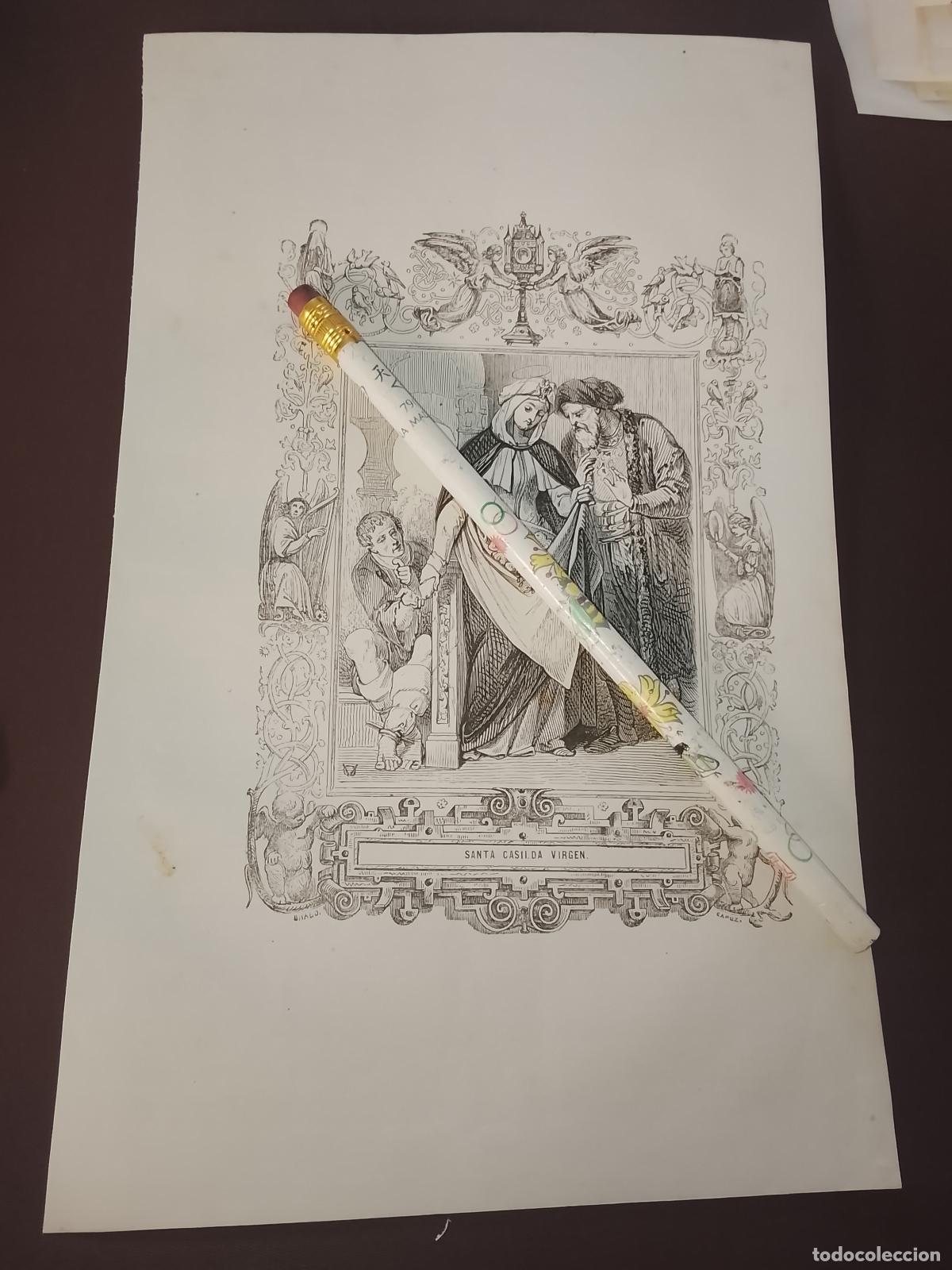 Arte: plancha Grabado LITOGRAFICO del a&ntilde;o 1849 - santa casilda virgen