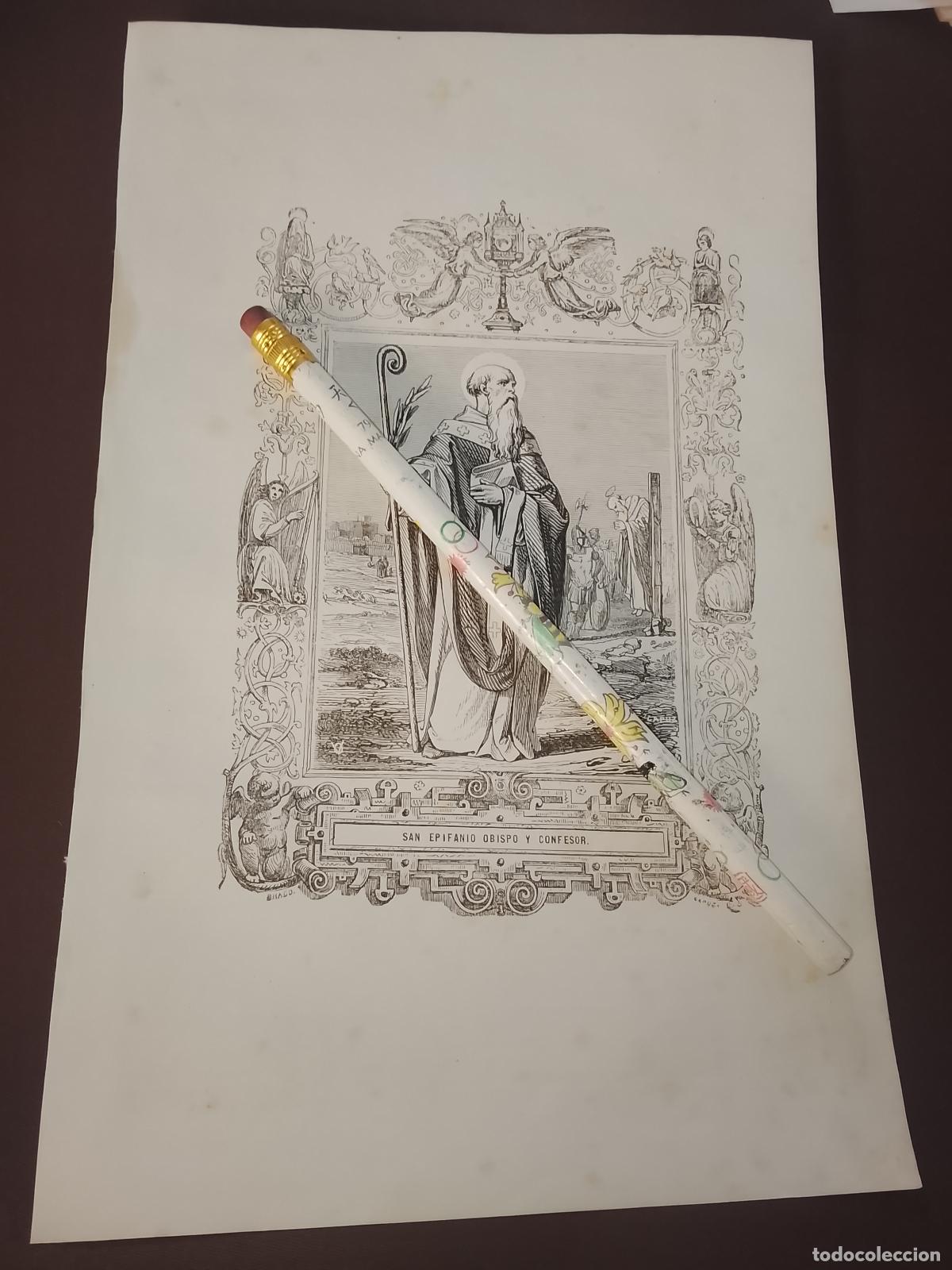 Arte: plancha Grabado LITOGRAFICO del a&ntilde;o 1849 - SAN EPIFANIO OBISPO