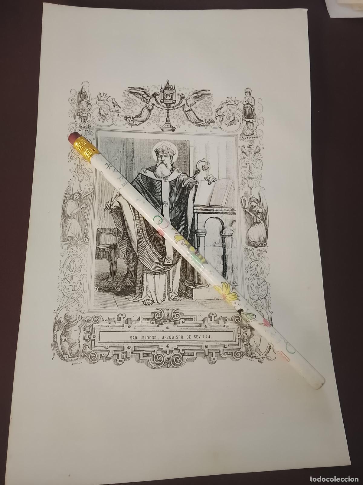 Arte: plancha Grabado LITOGRAFICO del a&ntilde;o 1849 - SAN ISIDORO ARZOBISPO DE SEVILLA