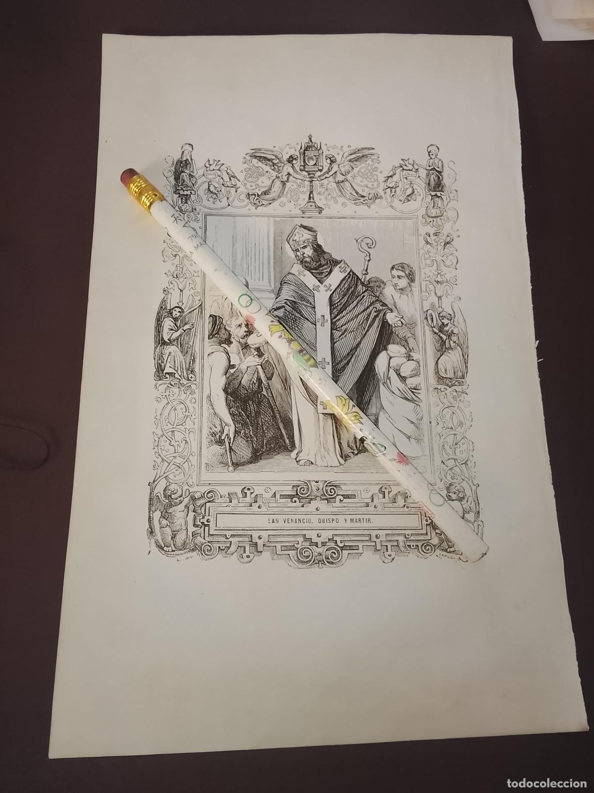 Arte: plancha Grabado LITOGRAFICO del a&ntilde;o 1849 - SAN VENANCIO OBISPO