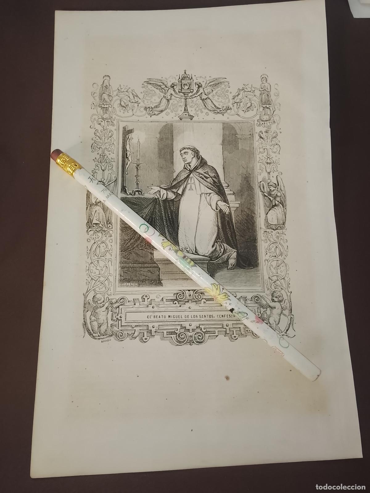 Arte: plancha Grabado LITOGRAFICO del a&ntilde;o 1849 - SAN - EL BEATO MIGUEL DE LOS SANTOS CONFESOR
