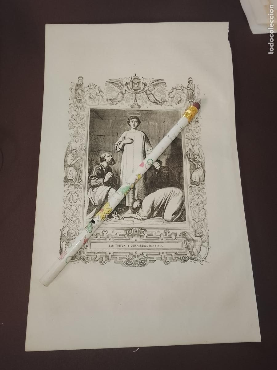 Arte: plancha Grabado LITOGRAFICO del a&ntilde;o 1849 - SAN TRIFON Y COMPA&Ntilde;EROS MARTIRES