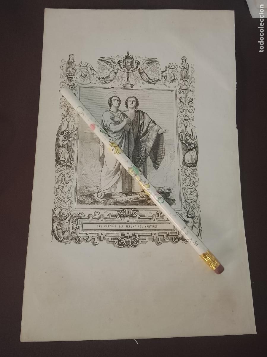 Arte: plancha Grabado LITOGRAFICO del a&ntilde;o 1849 - SAN CASTO Y SAN SECUNDINO