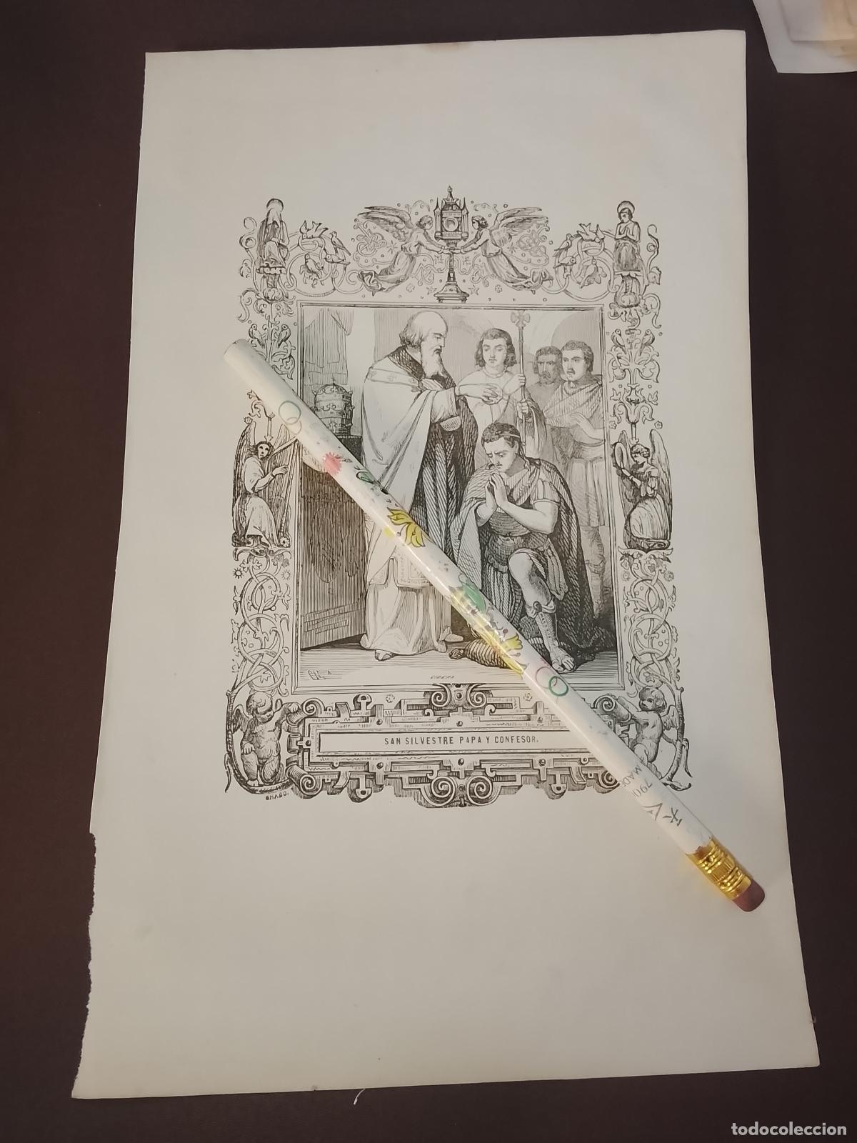 Arte: plancha Grabado LITOGRAFICO del a&ntilde;o 1849 - SAN SILVESTRE PAPA