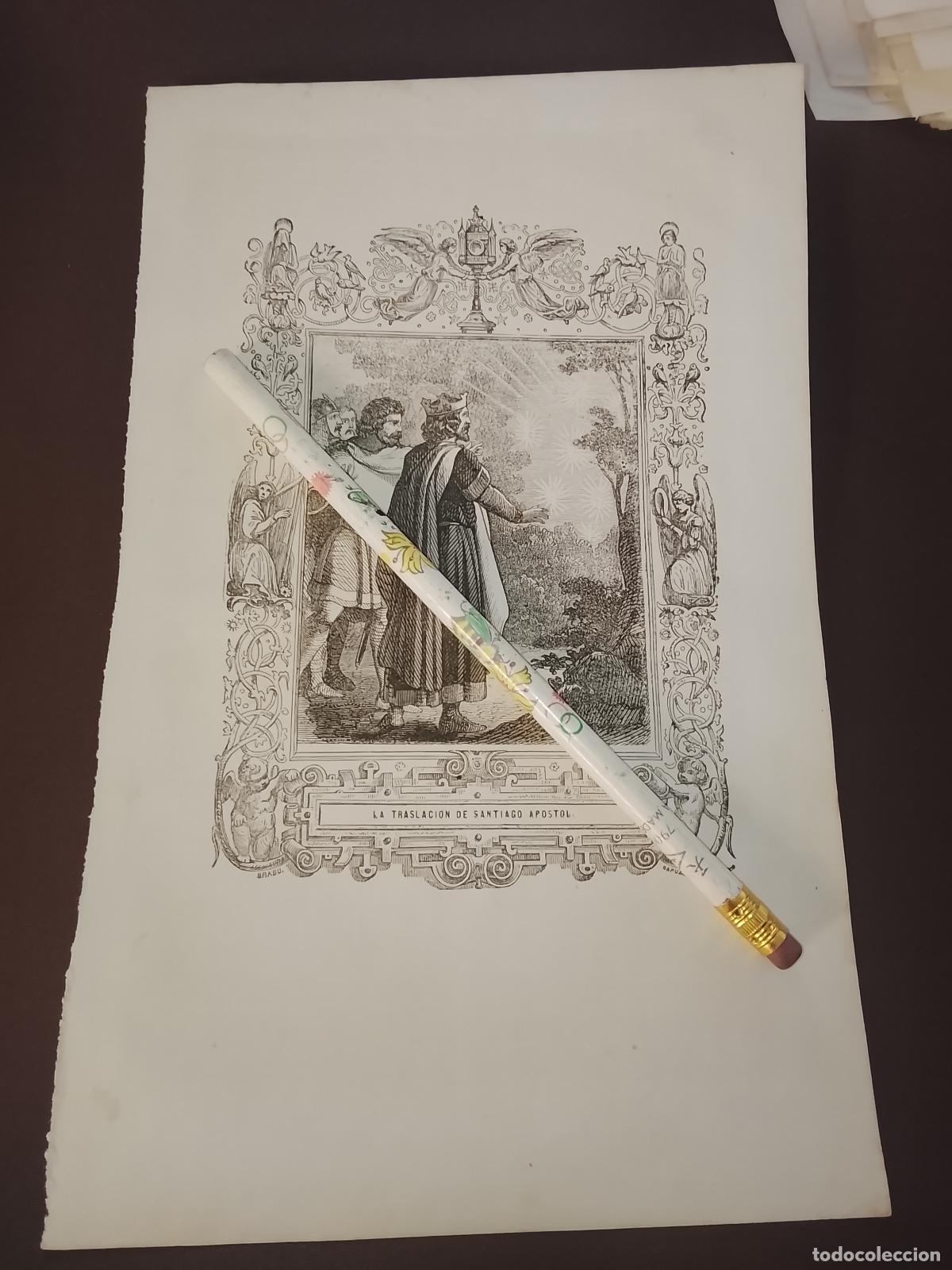 Arte: plancha Grabado LITOGRAFICO del a&ntilde;o 1849 - LA TRASLACION DE SANTIAGO APOSTOL
