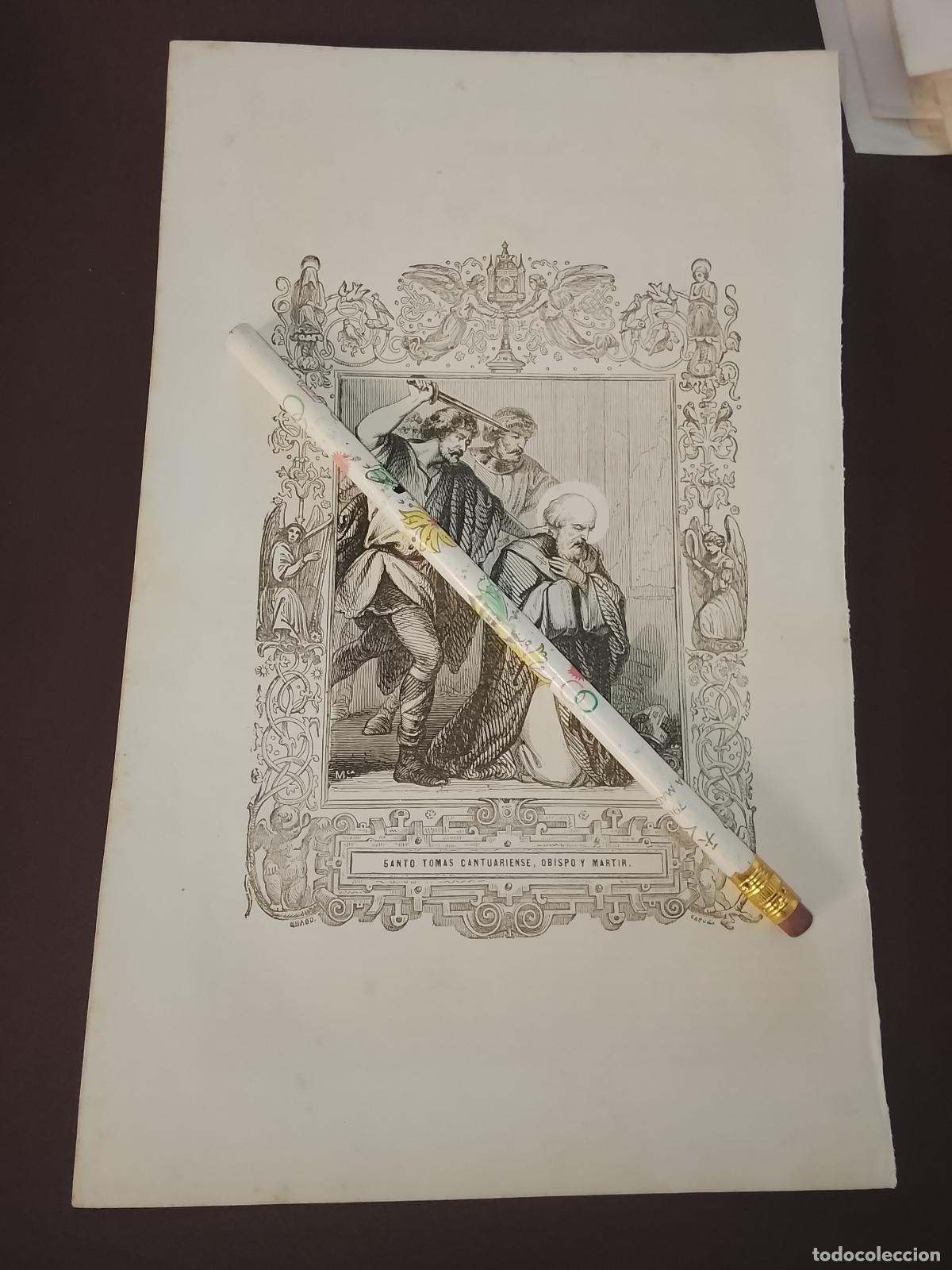 Arte: plancha Grabado LITOGRAFICO del a&ntilde;o 1849 - SANTO TOMAS CANTUARIENSE OBISPO