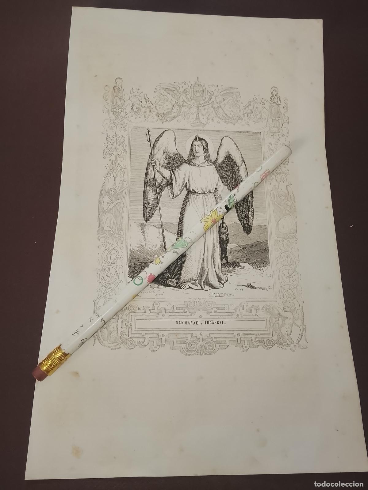 Arte: plancha Grabado LITOGRAFICO del a&ntilde;o 1849 - SAN RAFAEL ARCANGEL