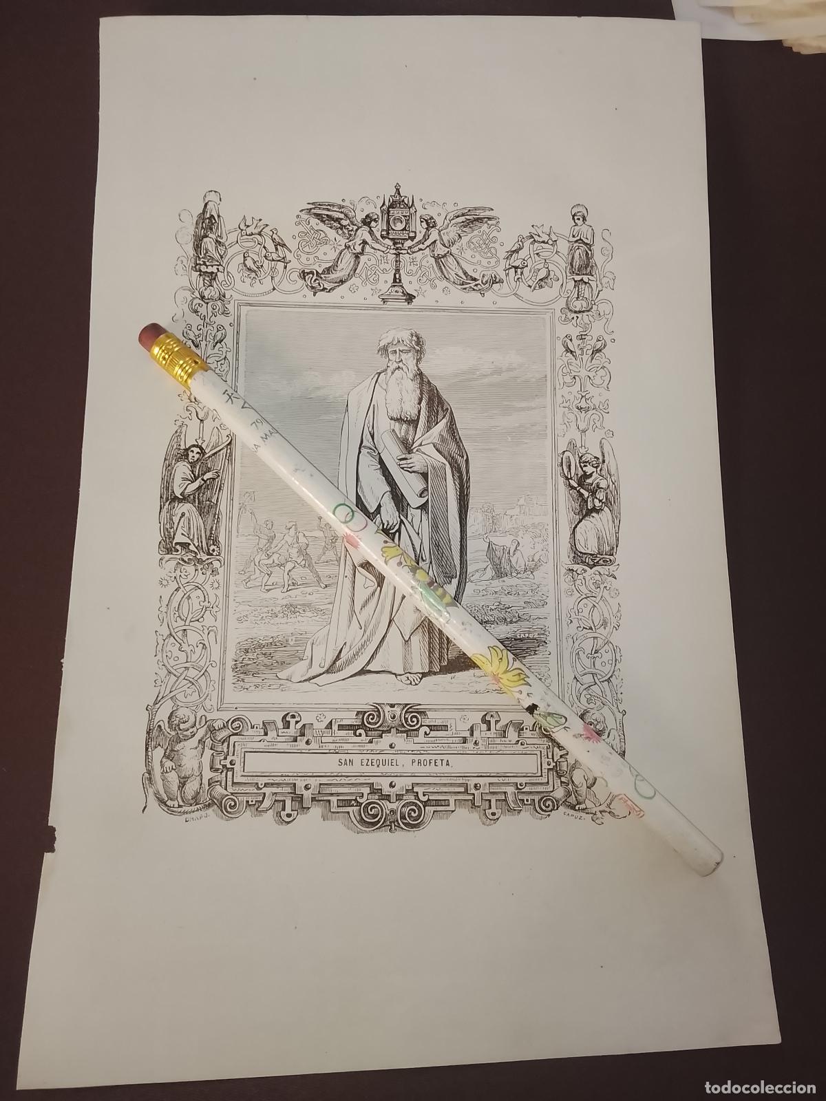Arte: plancha Grabado LITOGRAFICO del a&ntilde;o 1849 - SAN EXEQUIEL PROFETA
