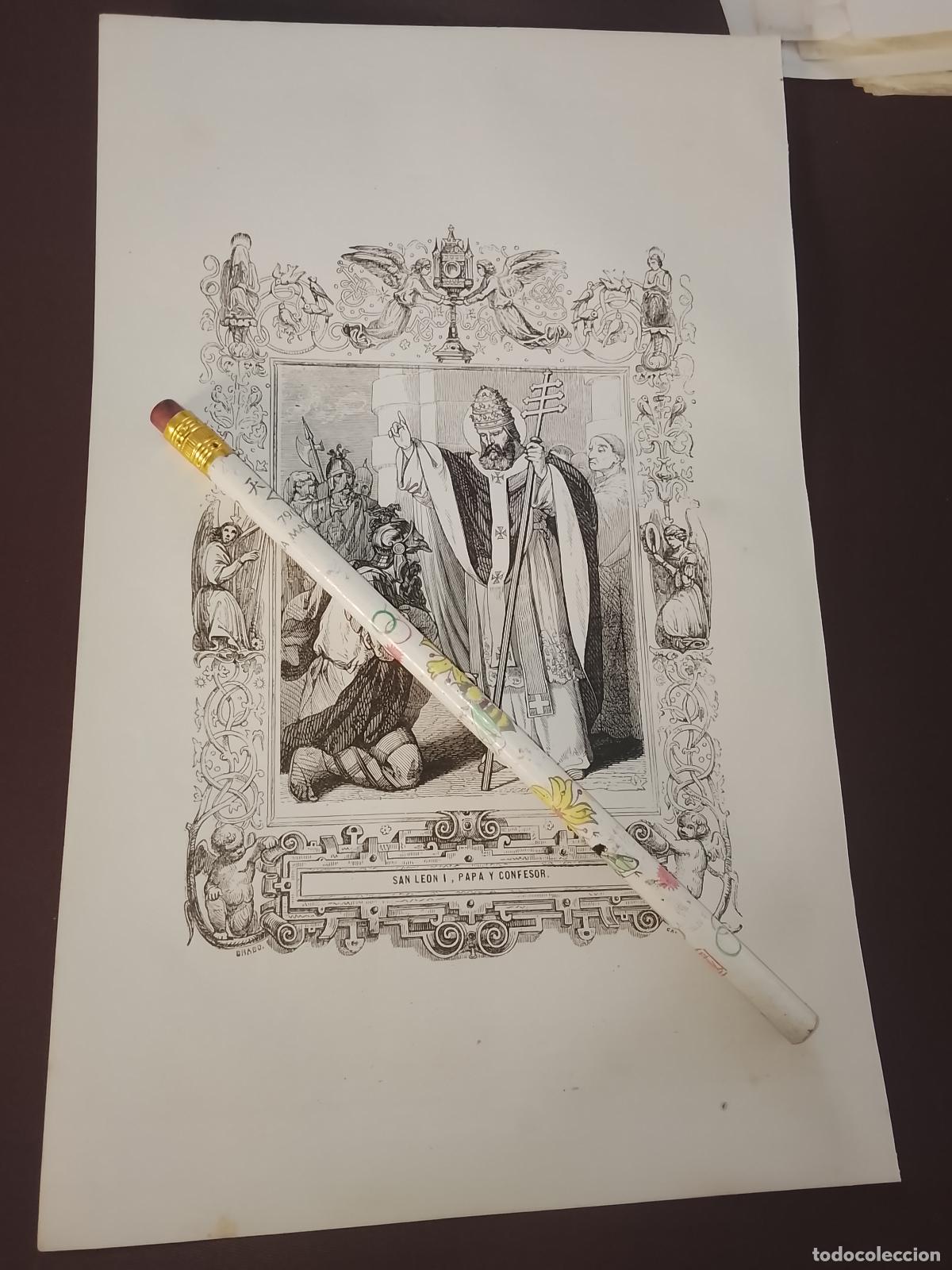 Arte: plancha Grabado LITOGRAFICO del a&ntilde;o 1849 - SAN LEON I PAPA