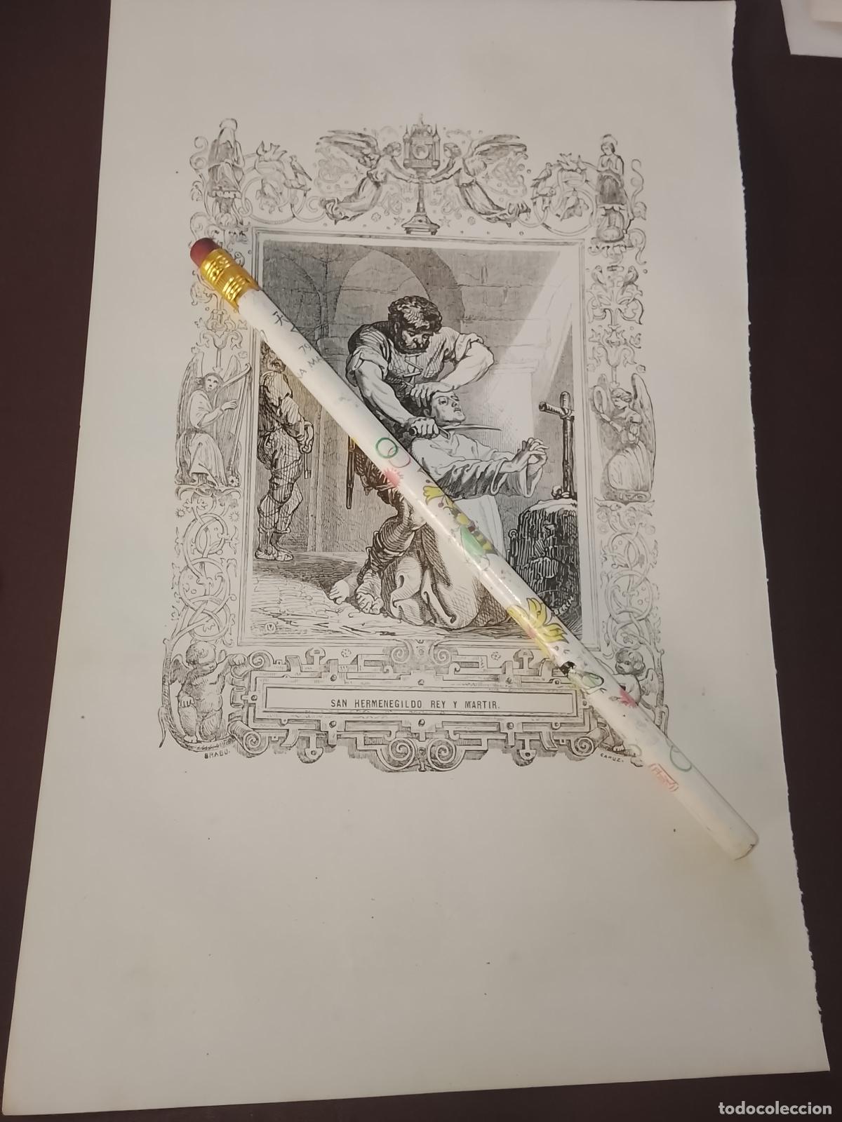 Arte: plancha Grabado LITOGRAFICO del a&ntilde;o 1849 - SAN EMENEGILDO REY